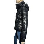 S13 Women’s Size S Black Glossy Hooded Duck Down Filled Puffer Jacket Photo 3