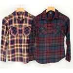Eddie Bauer Plaid 100% Cotton Long Sleeve Forest Flannel Womens XS Lot Soft Photo 1