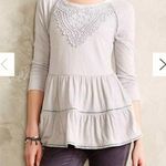Anthropologie Meadow Rue Crochet Tiered Long Sleeve Top XS Women’s Gray Photo 0