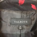 Talbots  Women's Floral Roses Velvet Black Red 7/8 Sleeve Jacket Photo 7