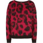 Maje  kolette leopard animal print crewneck burgundy mohair blend sweater 1 - S Photo 0