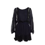 Love Shack Fancy  100% Silk Noelle Mini Dress Lace Trim Blue & Black XS Photo 3