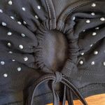 Top Chic Black Rhinestone Halter Crop Top – Y2K Clubwear Tie Front (NWT) Size M Photo 2