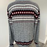 JC Penny Vintage JCPenney Fair Isle Knit Sweater Gray Burgundy Black Acrylic M Taiwan Photo 1