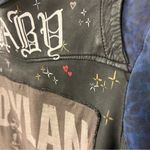 Doma Leather OOAK reworked moto Jacket, blu with animal print and back graphic S Black Photo 8