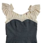 Rebecca Taylor  Gray Cream Wool Silk Combo Sheath‎ Dress Sweetheart Front Size 0 Photo 4