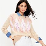 Loft Crewneck Soft Knit Argyle Long Sleeve Sweater Size S Photo 0