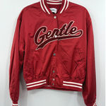 Weekday Kali Varsity Jacket Red "Gentle" Script Logo Ribbed Trim Size S Photo 0