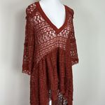 Free People Vtg.  Lace Maxi High Low‎ Blouse in Rust Size Small Photo 1