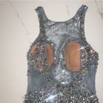 Terani Couture Sheer Illusion Rhinestone Beaded Sheer Silver Mini Dress 4 Photo 7