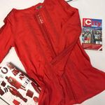 Red Peplum Lace Blouse NWT Size M Photo 1