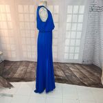 Nicole Miller  Royal Blue Satin Sleeveless Flounce Formal Gown Size 8 Photo 5