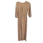 Monteau Los‎ Angeles Wide Leg Jumpsuit V Neck 3/4 Sleeve Casual Modern NWT Tan Photo 3