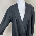 Chico's 2 Linen Jacket Large Black Open Draped 3/4 Sleeve Lightweight Photo 2