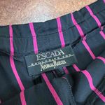 Escada Black Pink Striped Silk Wide Leg Side Pockets Pants Size 3X Photo 2