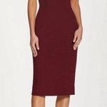 Dress the Population Lyla Midi Dress Women’s Size XS Burgundy Sheath V-Neck Photo 0