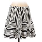 Rebecca Minkoff  Striped Silk A Line‎ Mini Skirt Size 2 Black White Photo 2