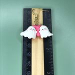 Cute Mismatch Pink and White Ghost Kawaii Halloween Earrings | Handmade Photo 4