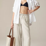 J.Crew EUC pant in Linen Wide Leg Drawstring Pants US Women's Sz S Photo 0