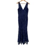 Maniju Baltic Born Navy V Neck Gown size Large Pearls V Back Long Formal NWT Photo 2