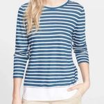 Tory Burch Linen Striped Crewneck Long Sleeve Shirt L Lagenlook Coastal Resort Photo 0