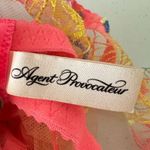 Agent Provocateur Zuri Bra Size 38F Pink Embroidered Floral Mesh Plunge Lingerie Photo 7