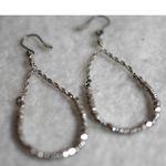 Source Unknown Stylish Twisted Silver Tone Metal Beaded Teardrop Hook Like New Earrings Photo 1