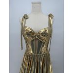 Jovani Metallic Lamé Tie-Strap Boho Gown Size 4 Photo 5