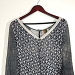 Aratta Silent Journey Sheer Gray Wash Embroidered Top Size M Photo 1