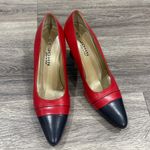 St. John  Red and Navy Leather Pumps 8.5 Vintage Women’s Shoes Photo 1