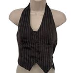 SheIn ‎ Halter Vest Top Womens Medium Gray White Pinstripe Polyester NEW Photo 0