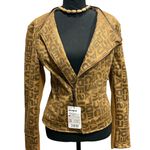 Desigual NWT Chaq_Lou Brown Logo Print Faux Suede Moto Jacket Size 40 (M) Photo 10