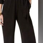 Ny Collection Size Petite Medium Black Jersey Belted Jumpsuit Photo 0