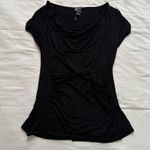 Y2K Black short sleeve top with draped detail on the front Size small Photo 0