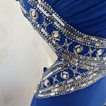 Betsy And Adam Electric Blue One Shoulder Sequin Beaded Floor Length Ball Gown 4 Photo 8