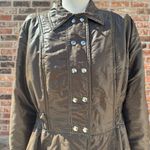 Pearlized nylon brown knee length coat / L / Excellent condition Size L Photo 1