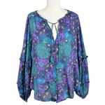 Spell & the Gypsy XXL Bohème Blouse in Baltic Blues Bohemian 70s Witchy Blue Photo 4