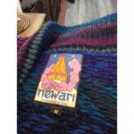 Vintage Wool Print Newari Cardigan Wood Button Up Sweater Medium Nepal Crochet Photo 2