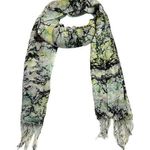 Women's Abstract Print Fringe Lightweight Summer Scarf Size O/S Artsy Colorful Green Photo 0