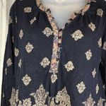 Lucky Brand  women 1/2 button down top small Blue Pink Paisley Bohemian Shirt Photo 4