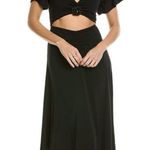 We Wore What NWT  Black Asymmetrical Cutout Dress Short Sleeve Flower Pin Size L Photo 8