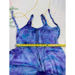 Sapogee Made in India Tie Dye Dress Lace Up Free Size Midi Purple Blue Rayon Size M Photo 4