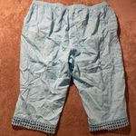 Cathy Daniels  Pants Womens 3X Plus Linen Blue Pull On Stretch Lace Trim Cropped Photo 2