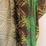 ACE Fashion Kaftan Beaded Green Geometric Print Boho Chiffon Size Medium Photo 5