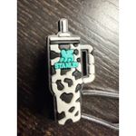 Stanley Tumbler Charm Cow Print Turquoise Blue Logo Keychain Accessory Black Photo 1