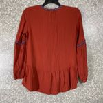 Ro & De Rust Orange Embroidered Hi-Low Peasant Top - Size Small - Long Sleeves Photo 6