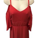 Torrid Coral Cold Shoulder Chiffon Maxi Dress 2X High~Low Fall Fashion Party Photo 4