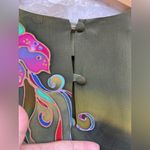 Yolanda Lorente Womens 100% Silk Painted size 1 X dolman blouse Green Photo 6