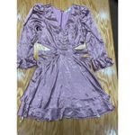 Rahi Mini Dress Womens Large Metallic Pink Antique Rose Lustrous Cut Photo 2
