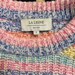 La Ligne Cherie Striped Cropped Rainbow Sweater Wool Cashmere Size Small Pink Photo 7
